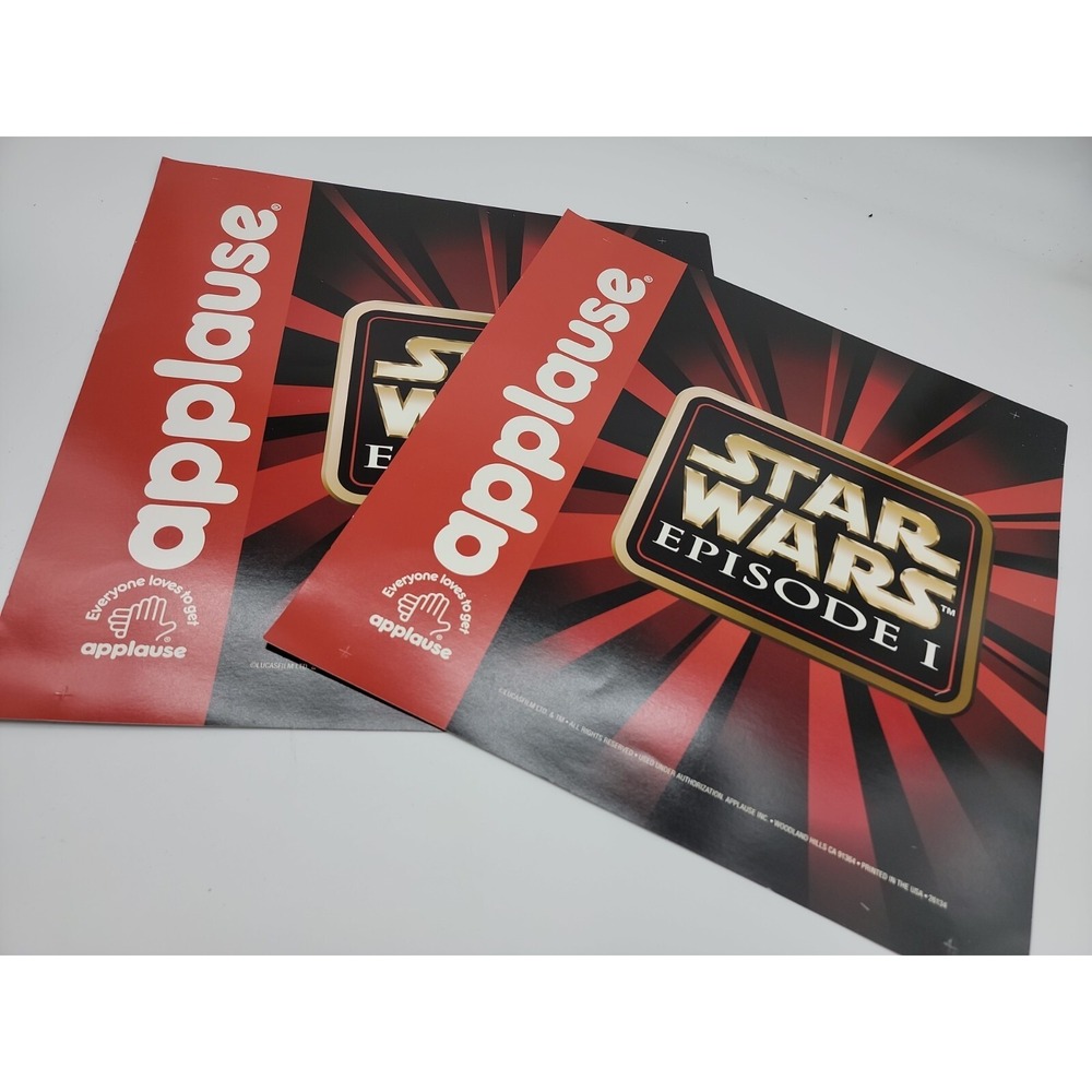2 Official Star Wars Episode 1 Cardboard Promo Displays Applause 15"X16"